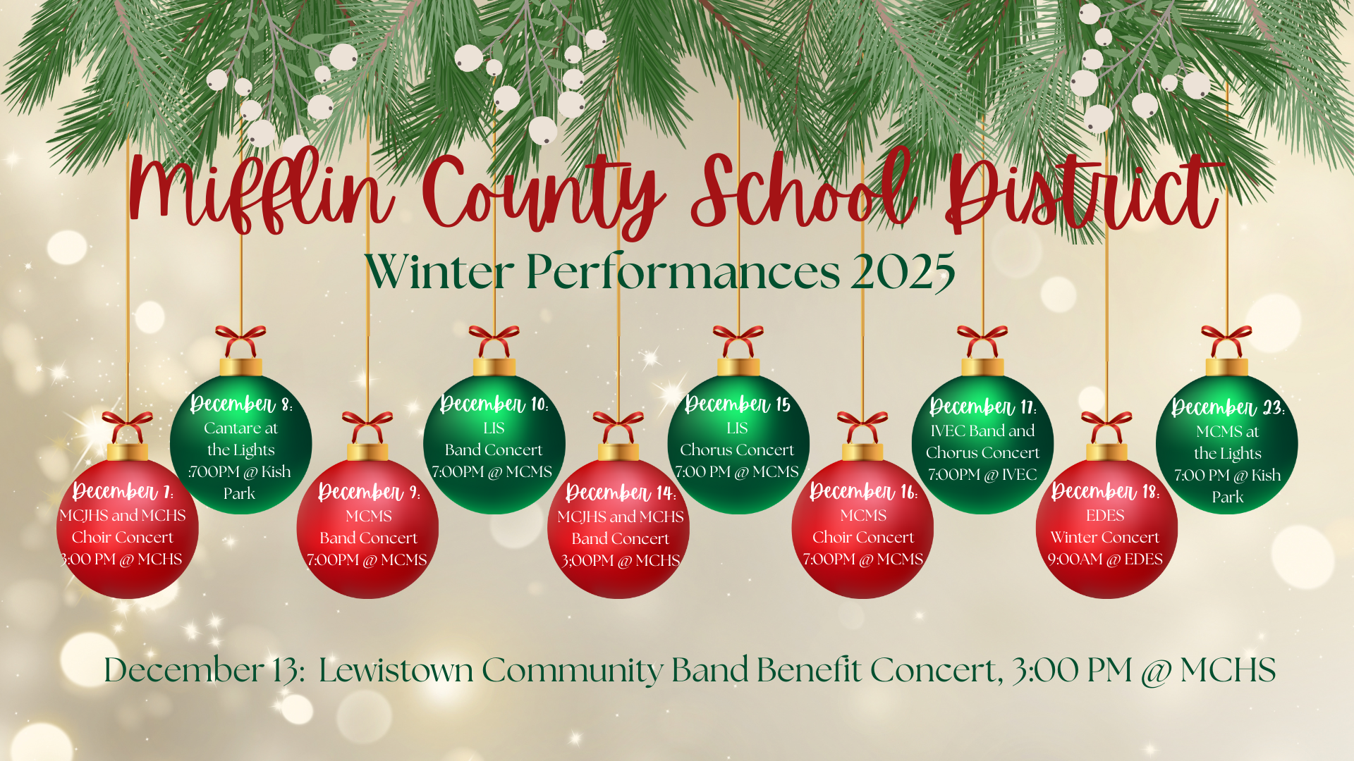 Mifflin County School District Concerts Winter 2025, text version in footer