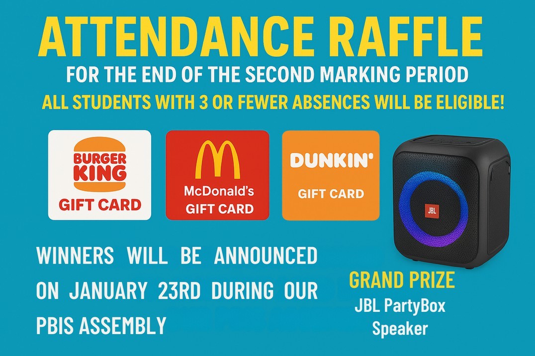 MCMS Attendance Raffle, text version in footer