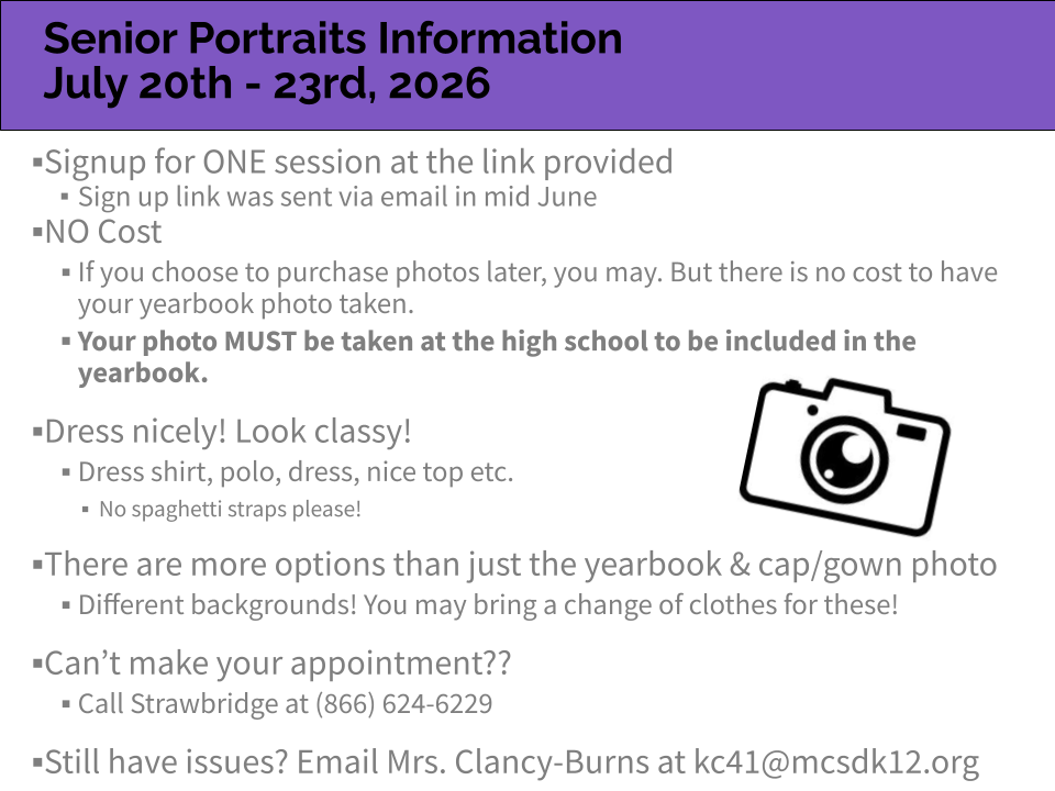 Senior Portraits, text version in footer