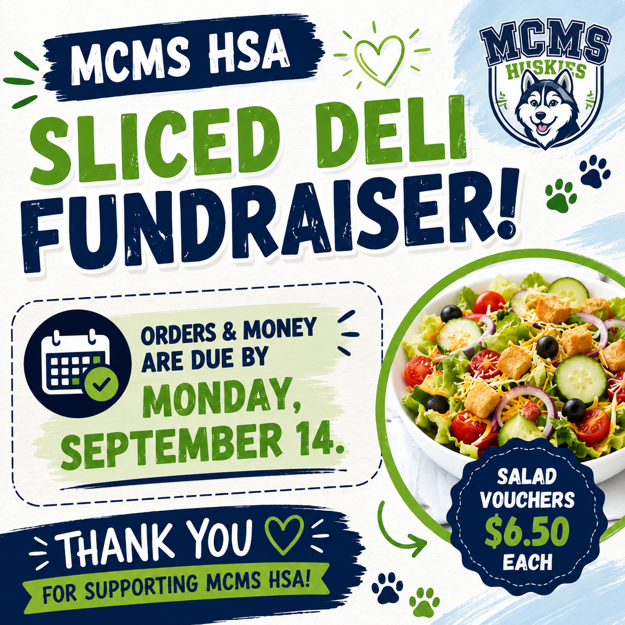 Sliced Deli Salad Voucher Fundraiser, text version in footer